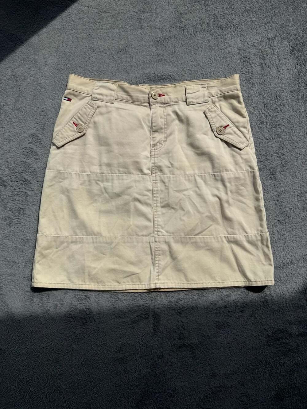Vintage Tommy 2002 Jeans Khaki Cargo Utility Mini Skirt Size 9 Y2K